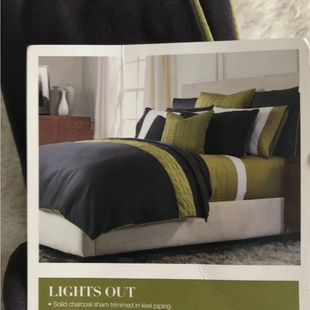 Mitchell Gold + Bob Williams Pillow Sham*Eggplant & Kiwi Green Piping MSRP $140